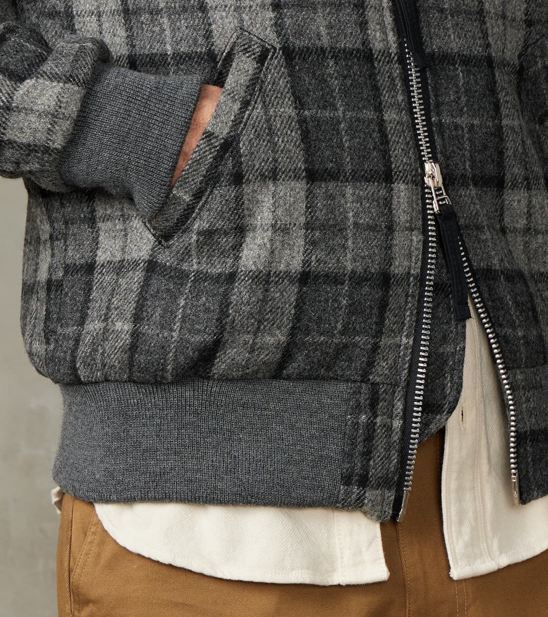 Flyers Club Bomber - Fox Brothers® Tweed - Slate Grey Check