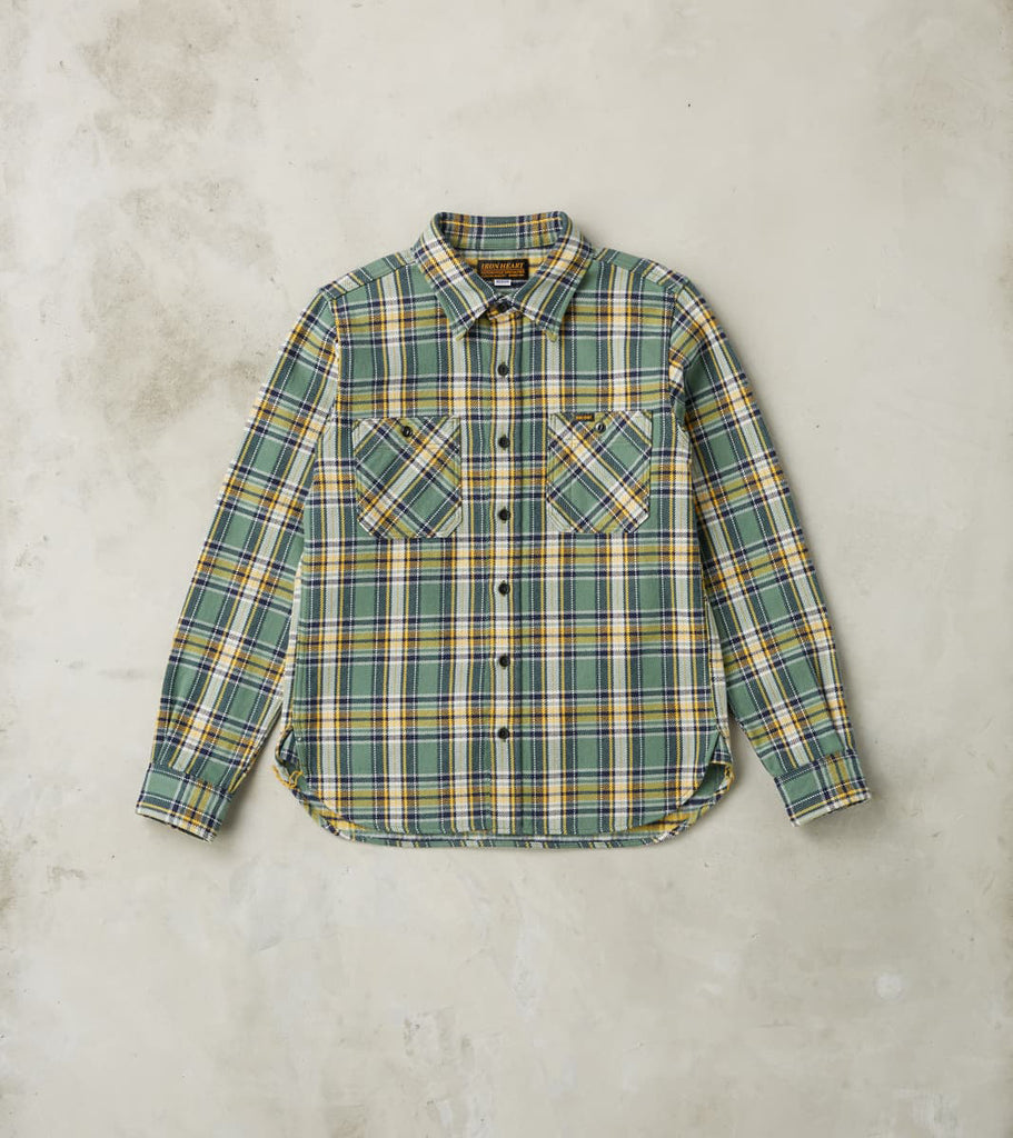 343-GRN - Work Shirt - 12oz Ultra Heavy Flannel Tartan Check Green