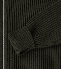 Navy Full Zip Sweater - Hunting Green