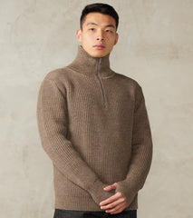 Andersen-Andersen Navy Half Zip Sweater - Natural Taupe