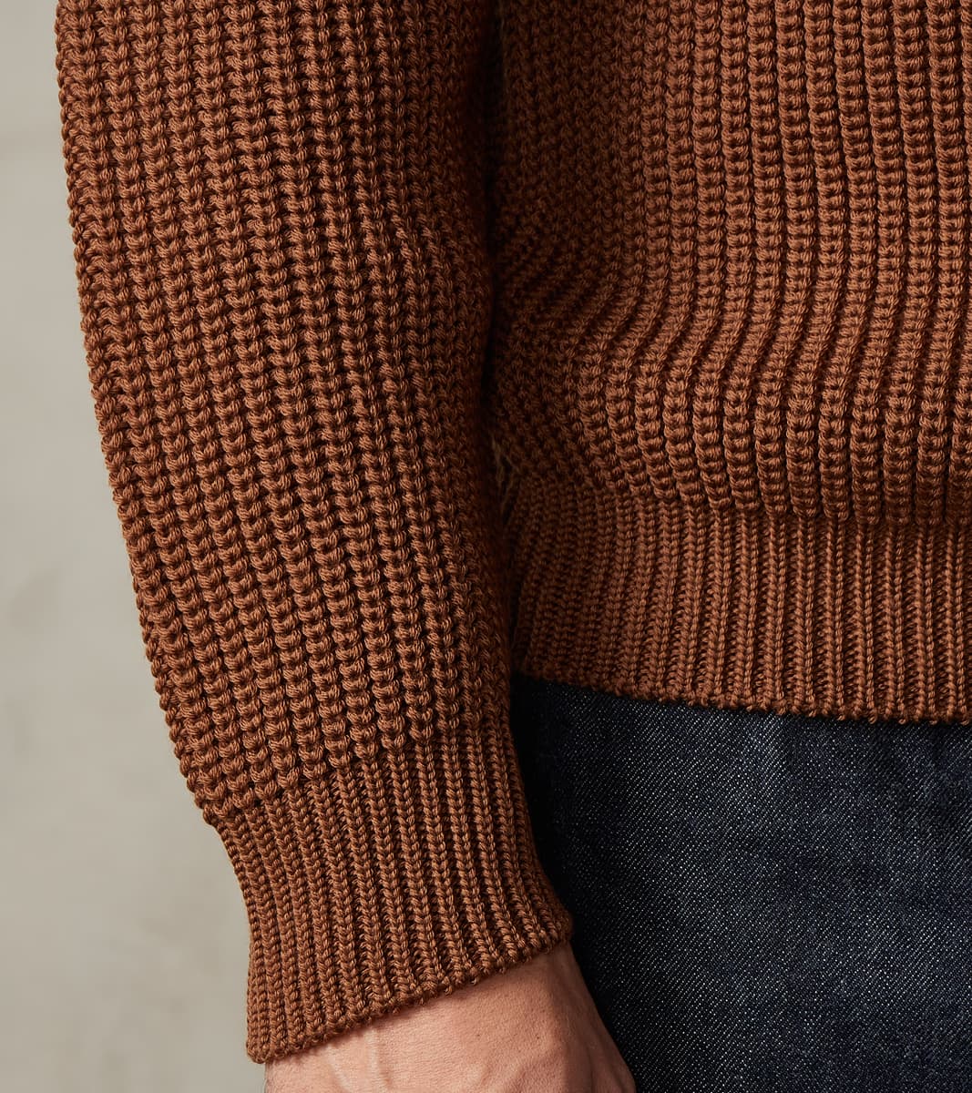 Signature Crew Neck Solid Wool Yarn Knit - Camel