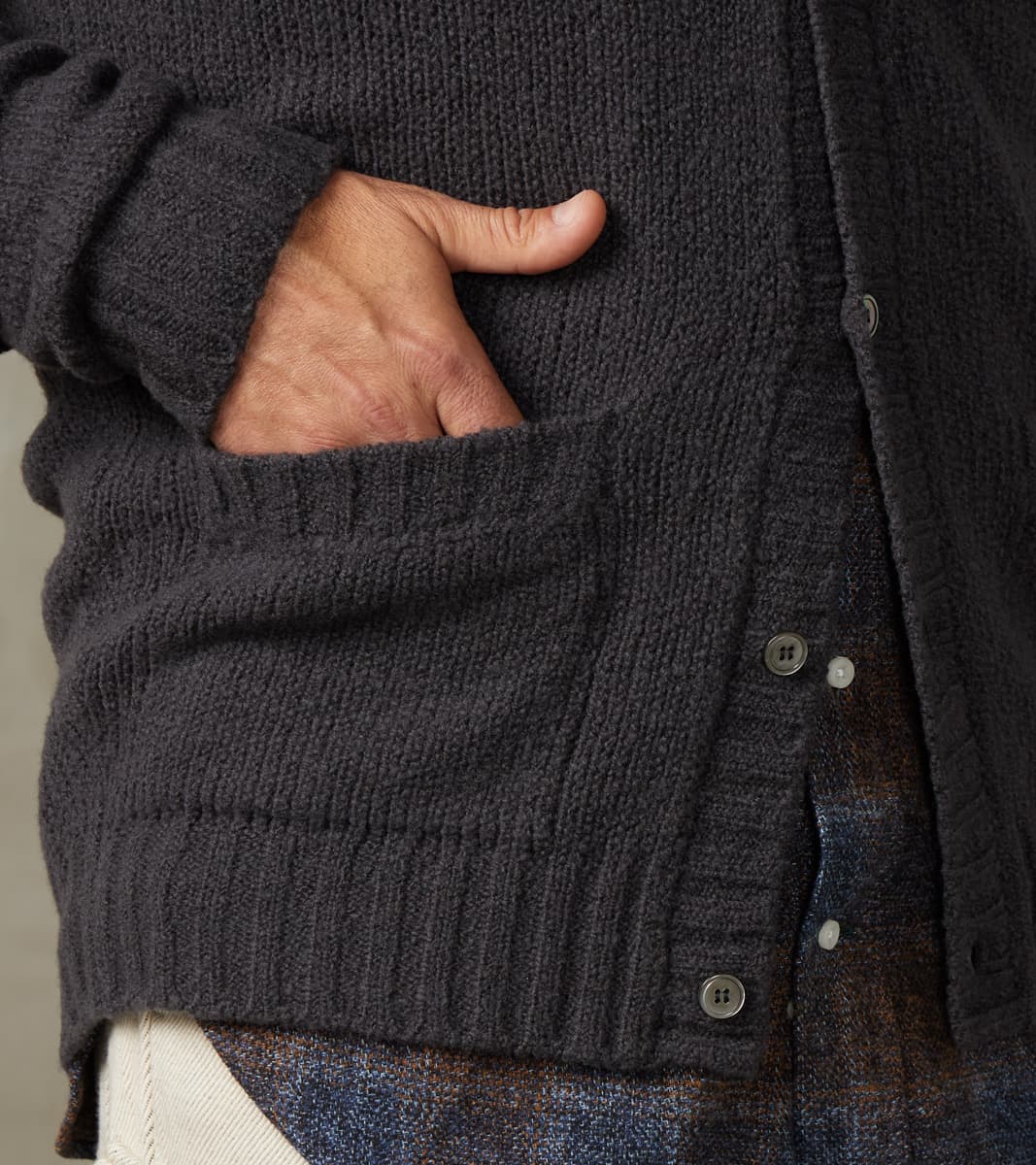 Italian Boucle Wool Student Cardigan - Storm Grey