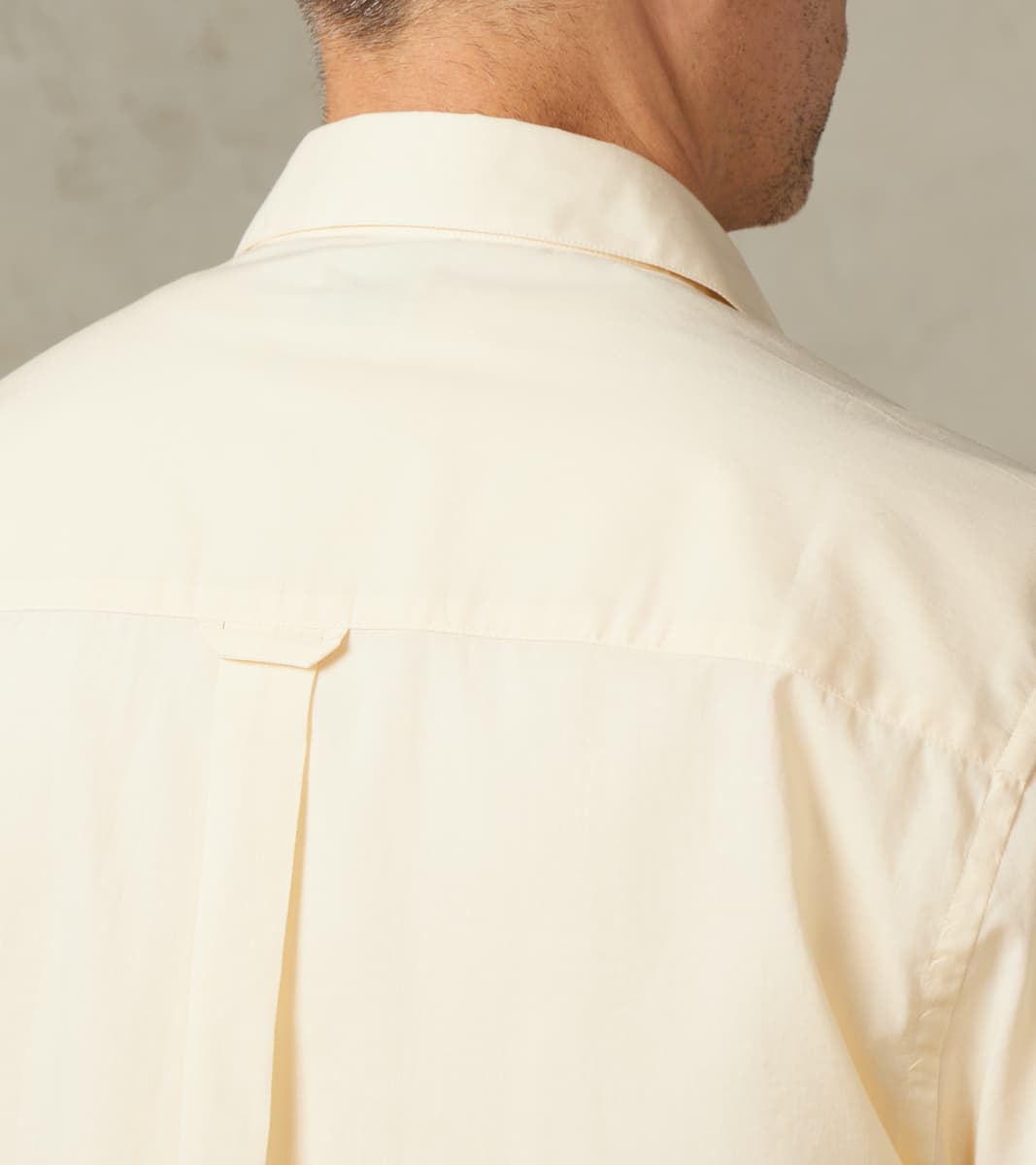 English Washed Cotton Voile Painter's Short Sleeve Shirt - Cream