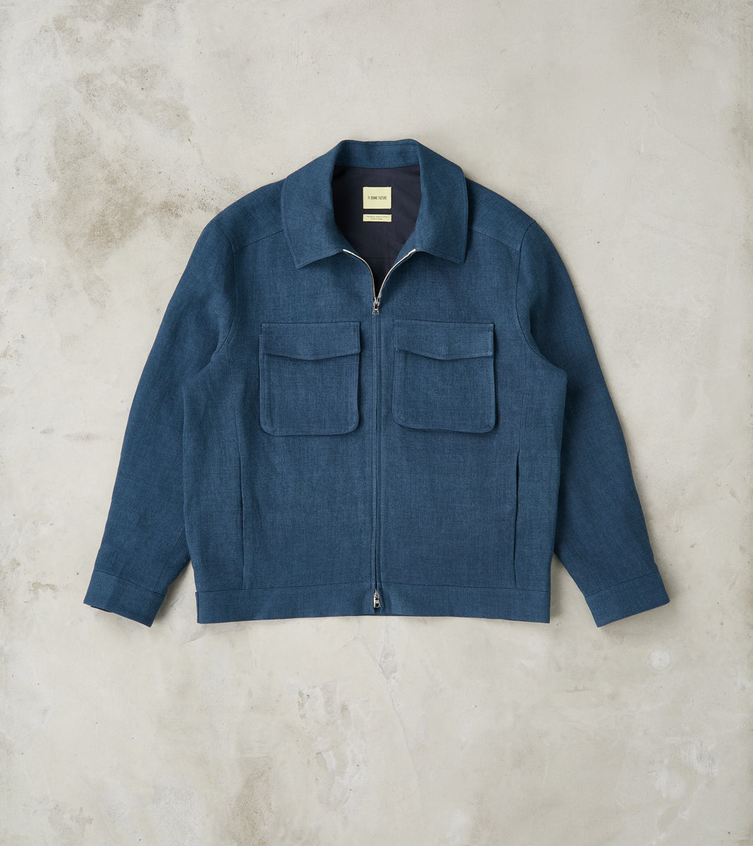 De Bonne Facture Belgium Linen & Wool Student Jacket - Prussian
