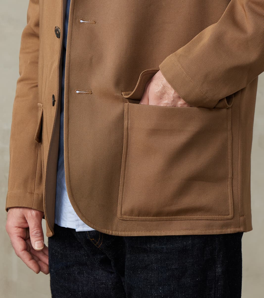 Natural Plant Dyed Italian Twill Geography Teacher Jacket - Coffee