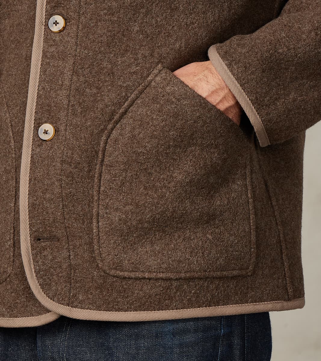 Italian Boiled Wool Alpine Jacket - Ash Brown
