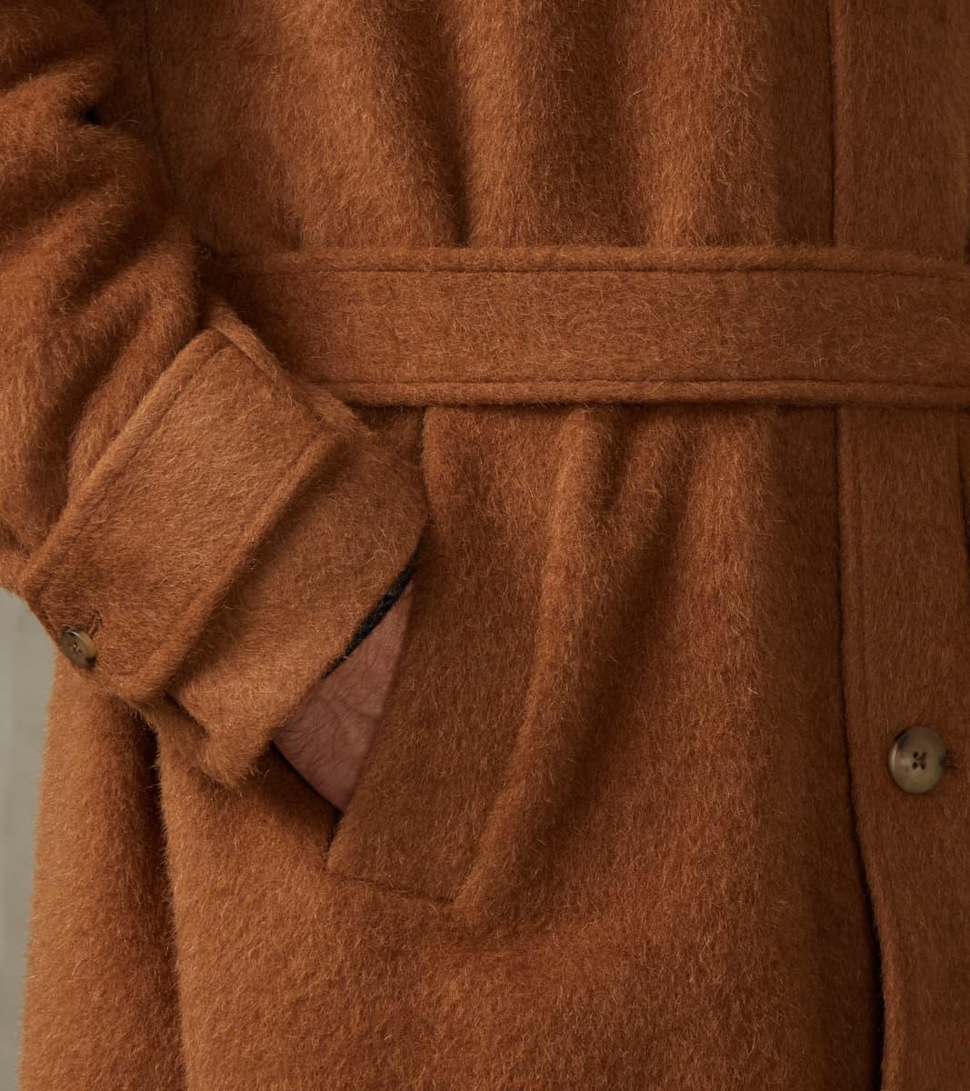 Italian Wool Alpaca Mohair Cloth Overcoat - Pecan