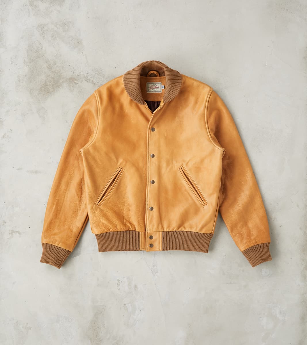 ジャケット・アウター MINEDENIM Rusty Calf Leather Varsity Jac Dehen 1920 All-City Varsity Jacket - Natural Cowhide Leather