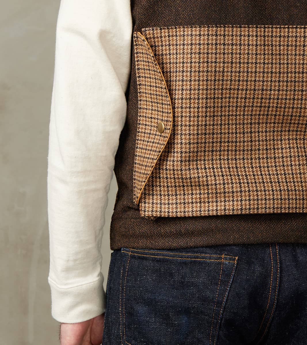 Cargo Vest - Moon Chocolate Herringbone & Fox Harvest Houndstooth