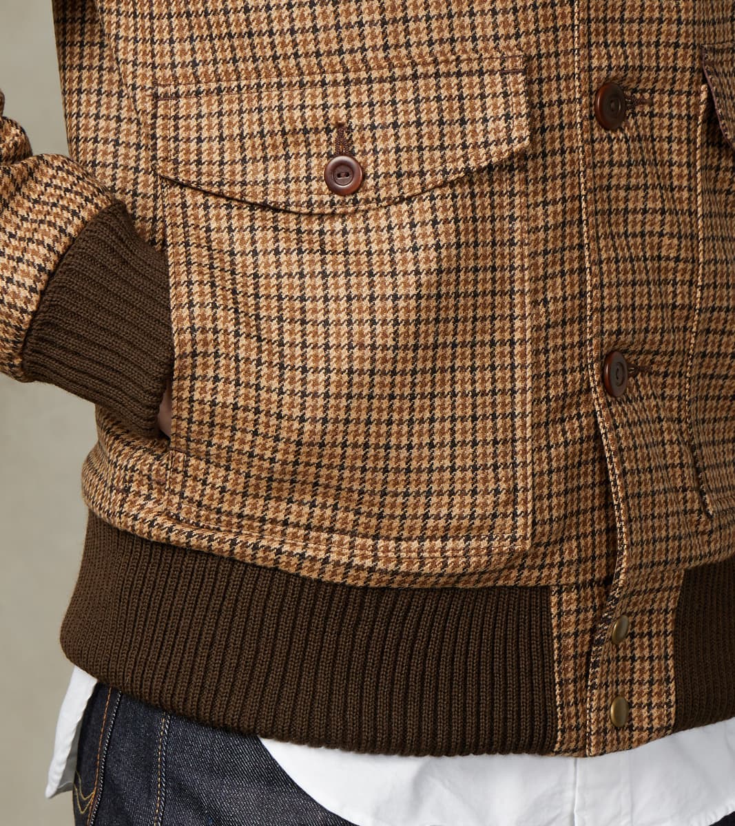 Harrison Jacket - Fox Brothers® Flannel - Harvest Houndstooth Check Twill
