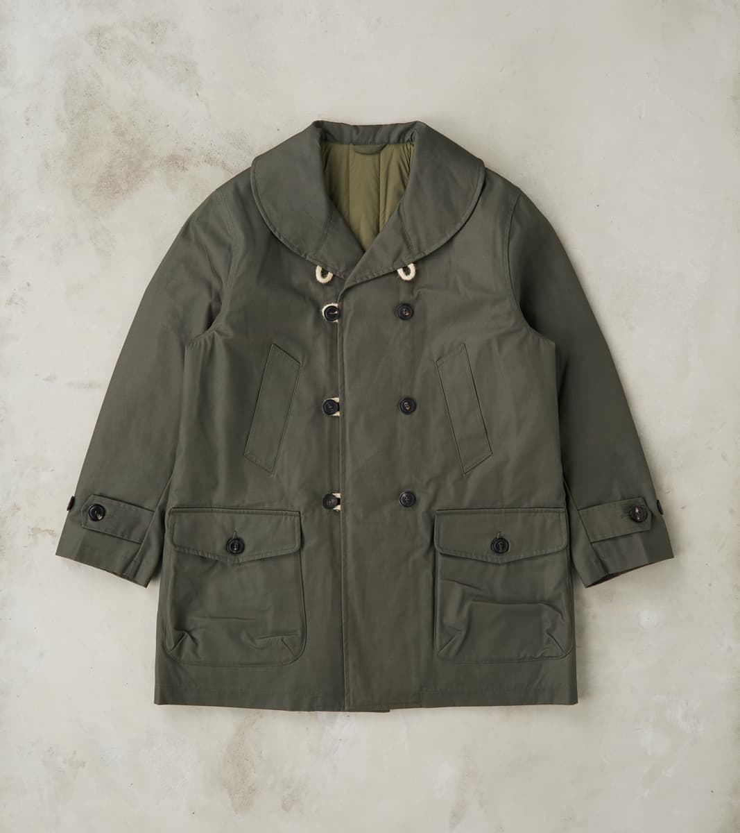 East Harbour Surplus Clayton 670 Shawl DB Army Coat - Olive