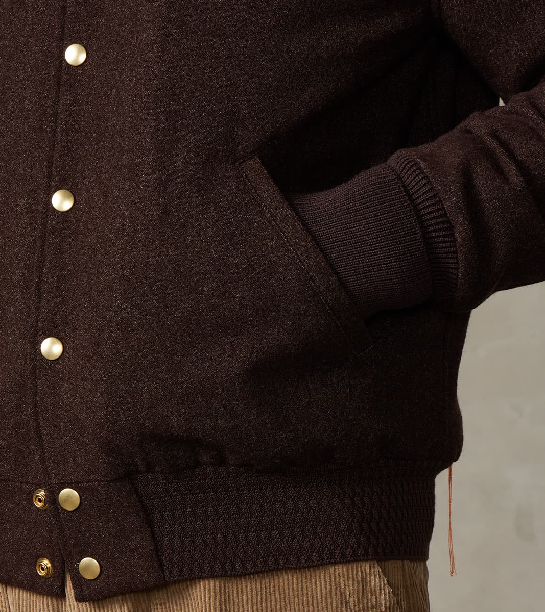 FxDR Cambridge Bomber Jacket - Lovat® Sonsie Tweed Twill - Undyed Espresso Melton