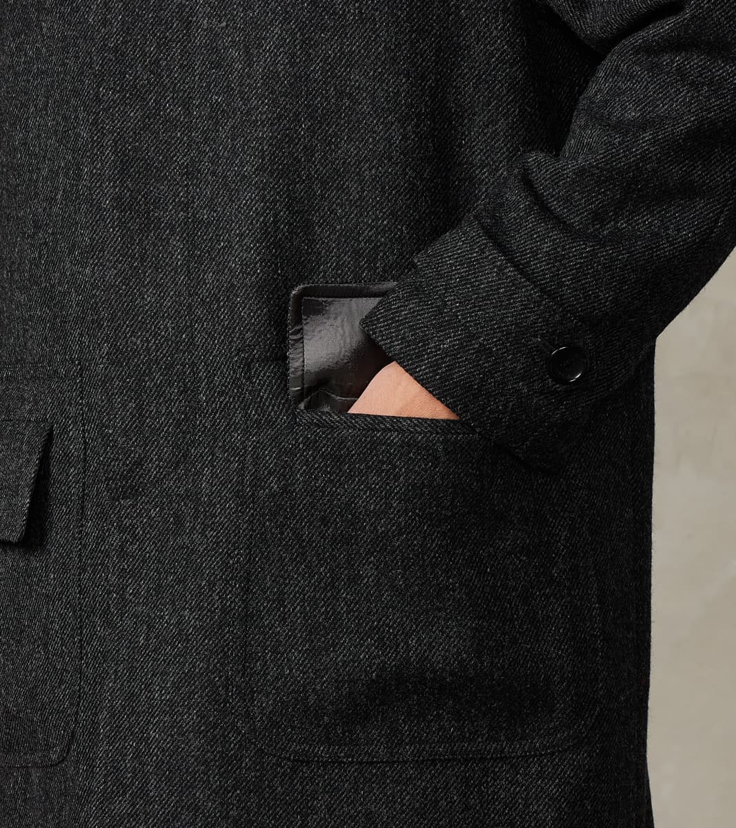 FxDR Amedeo Balmacaan Coat - Fox Brothers® Wool Twill Tweed - Granite Slate