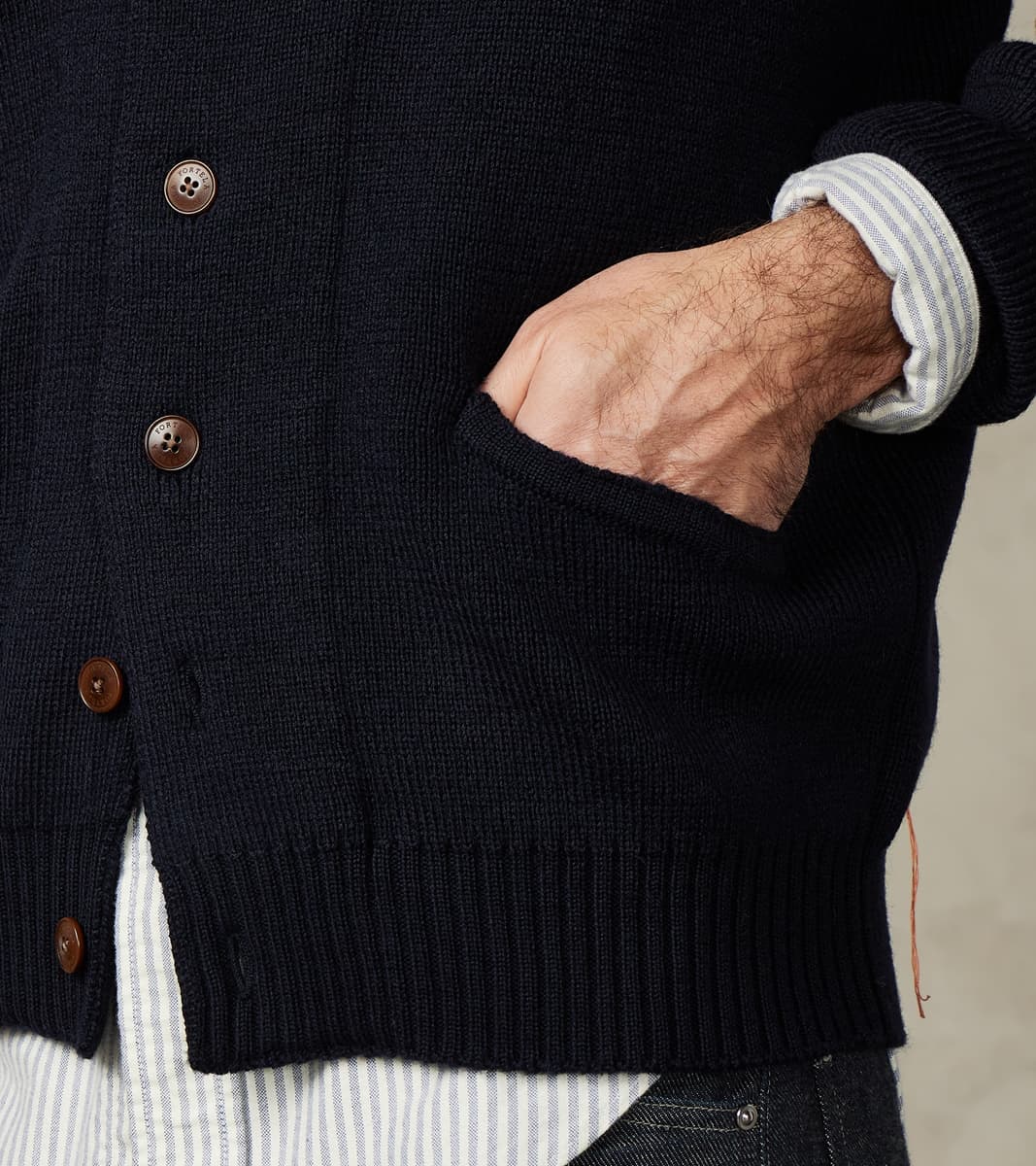 Brando Cardigan Jacket - Navy Wool Knit