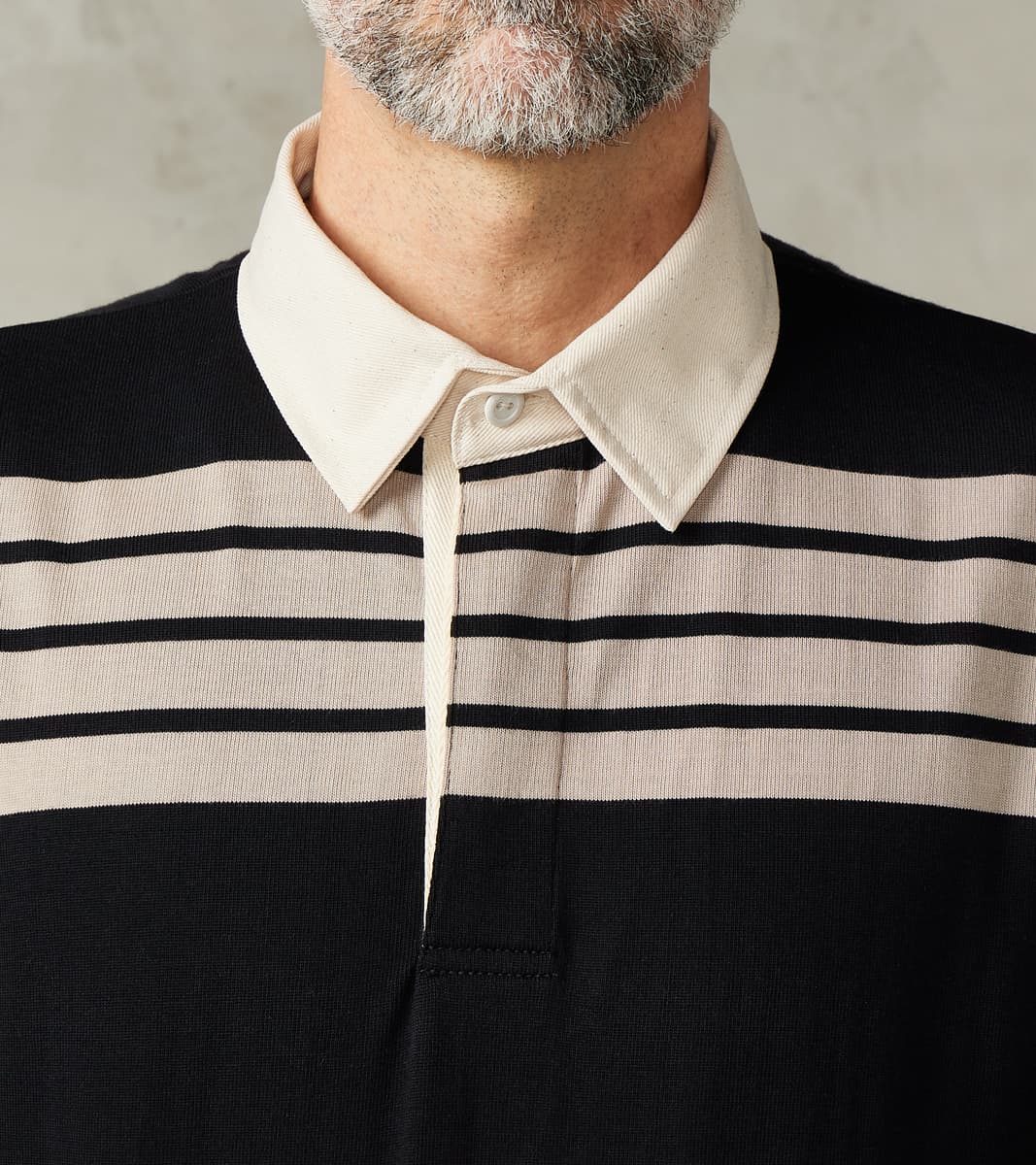 Fox x DR Heritage Rugby Shirt - Black & Khaki Stripe