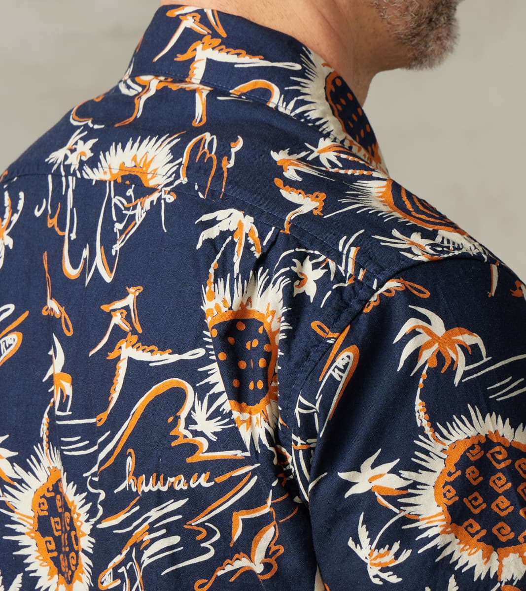 Dean - Double Pocket Japanese Poplin Camp - Navy Aloha