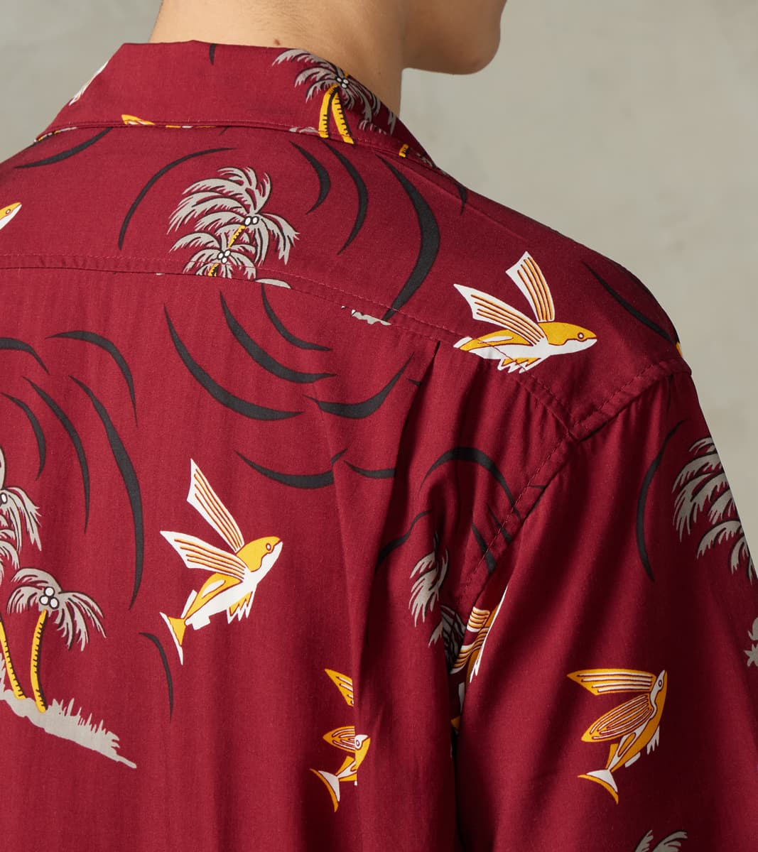 Dean - Double Pocket Rayon Camp - Burgundy Flying Fish