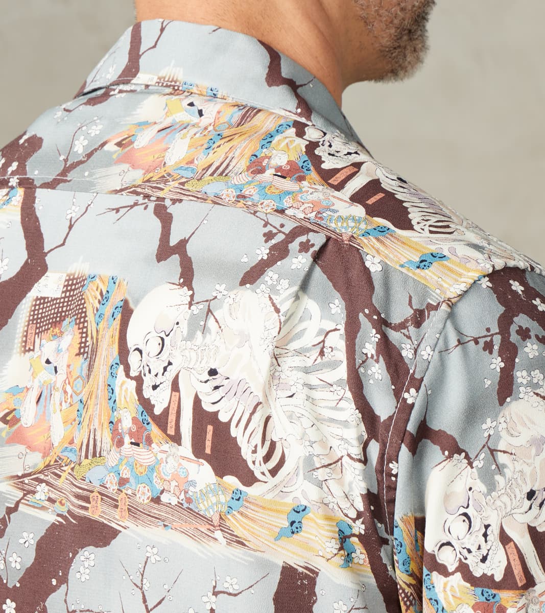 Hawaiian - Rayon Camp - Light Blue Skeleton
