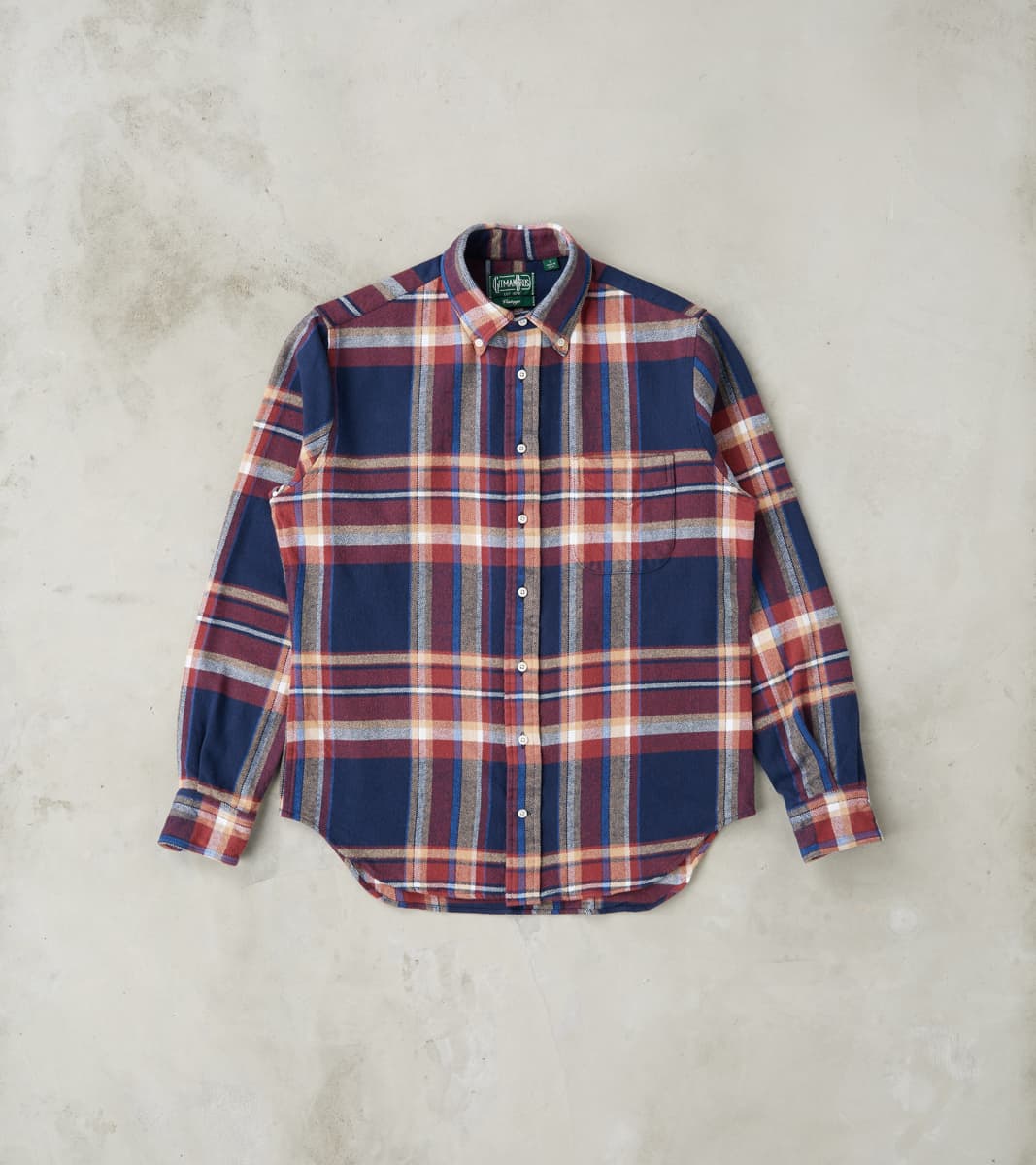 Gitman Vintage Brushed Winter Madras Check Flannel - Navy & Brick