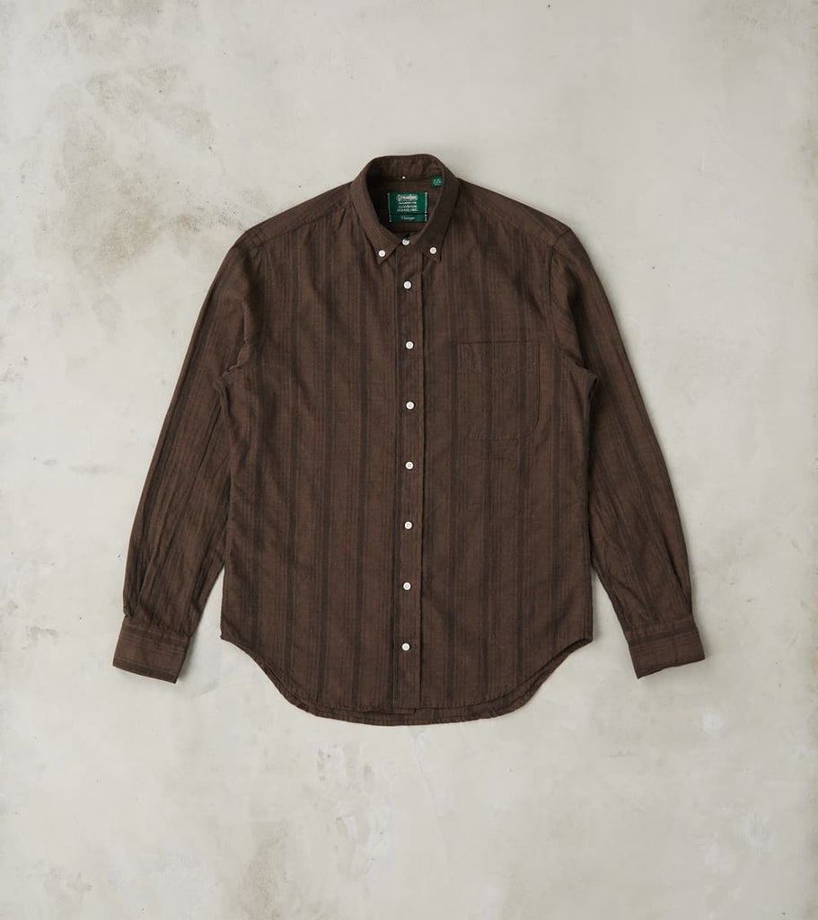 Gitman Vintage Japanese Cotton/Linen Dobby Stripe - Brown