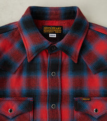 373-RED - Western- 12oz Ultra Heavy Flannel Ombre Check Red