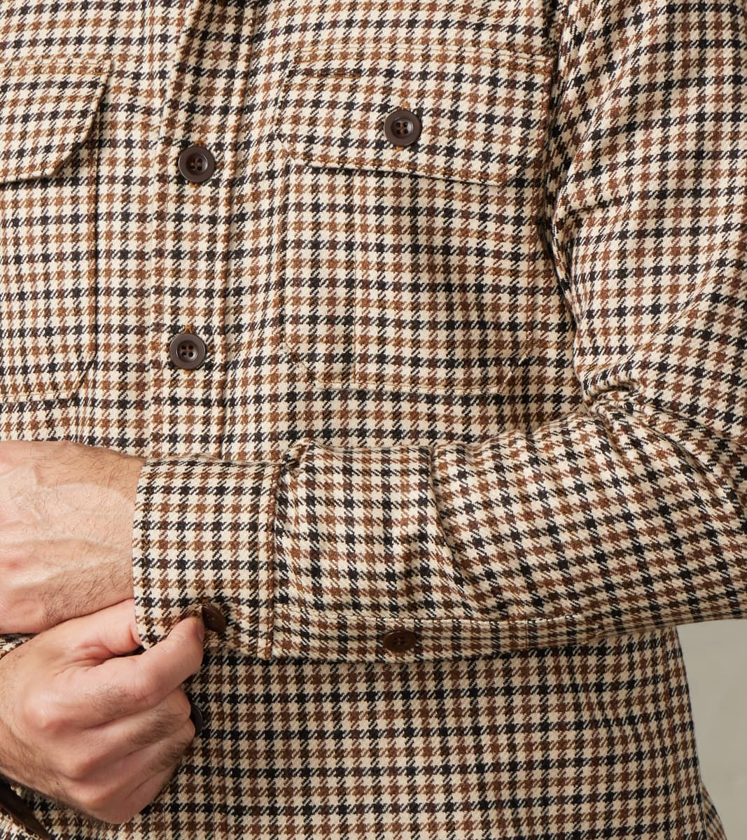 DR 434-BGC - CPO Shirt - Fox Brothers® Wool Saddle Brown Gun Club Twill Flannel