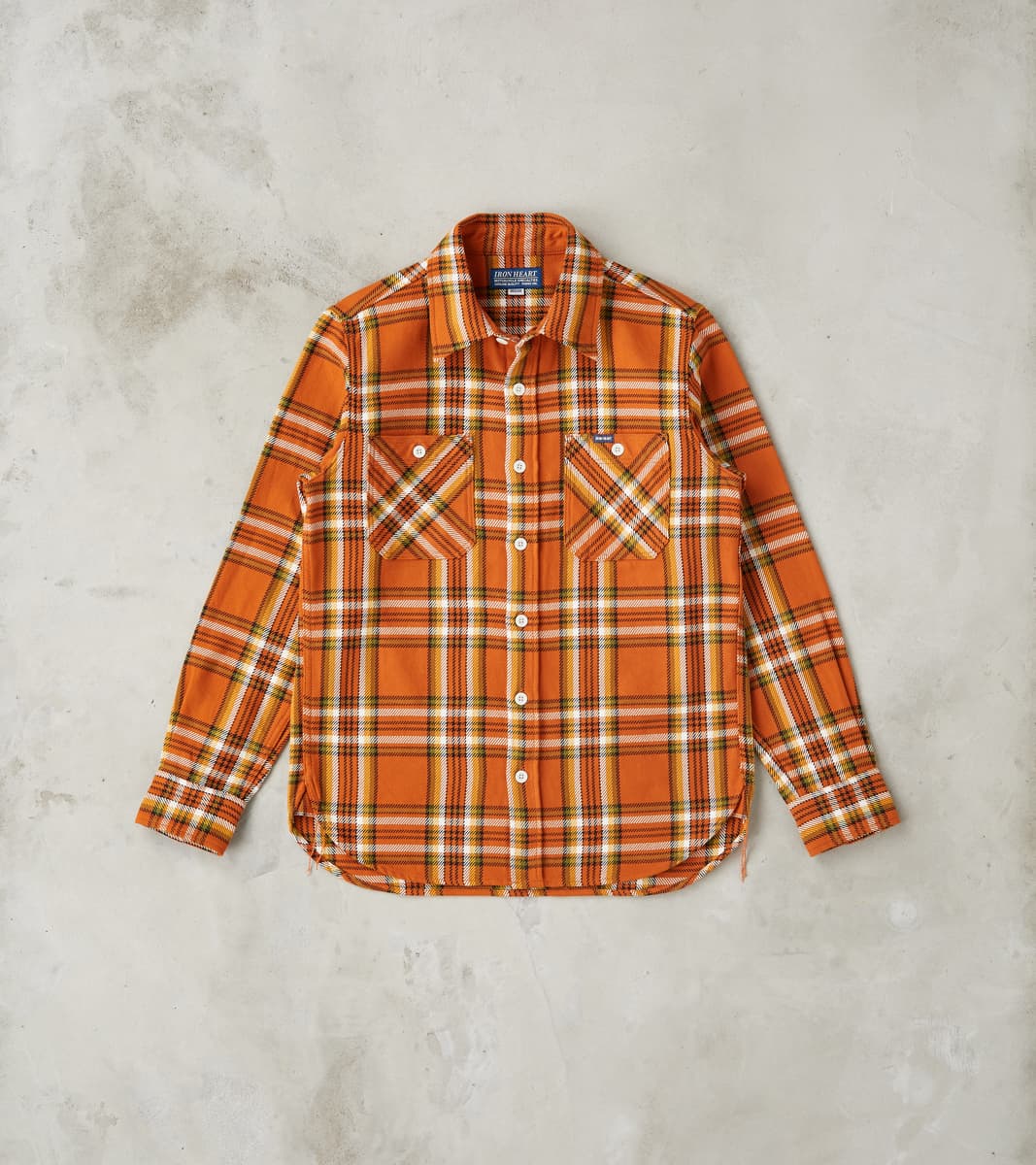 Iron Heart 442-ORA - Work Shirt - 9oz Selvedge Flannel Orange