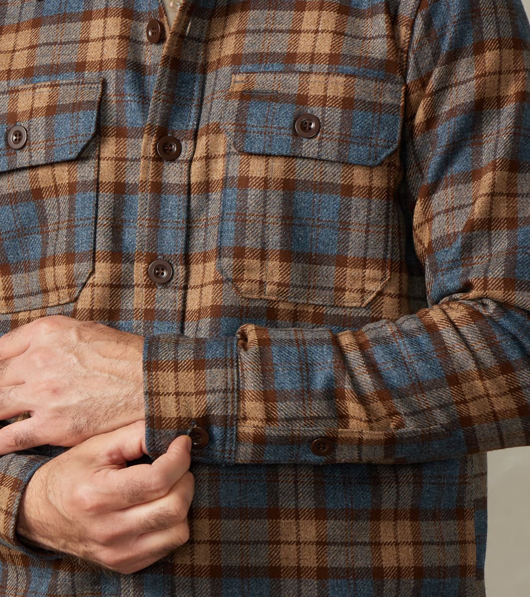 DR 434-TBC - CPO Shirt - Fox Brothers® Wool Tuscan Brown Check Twill Flannel