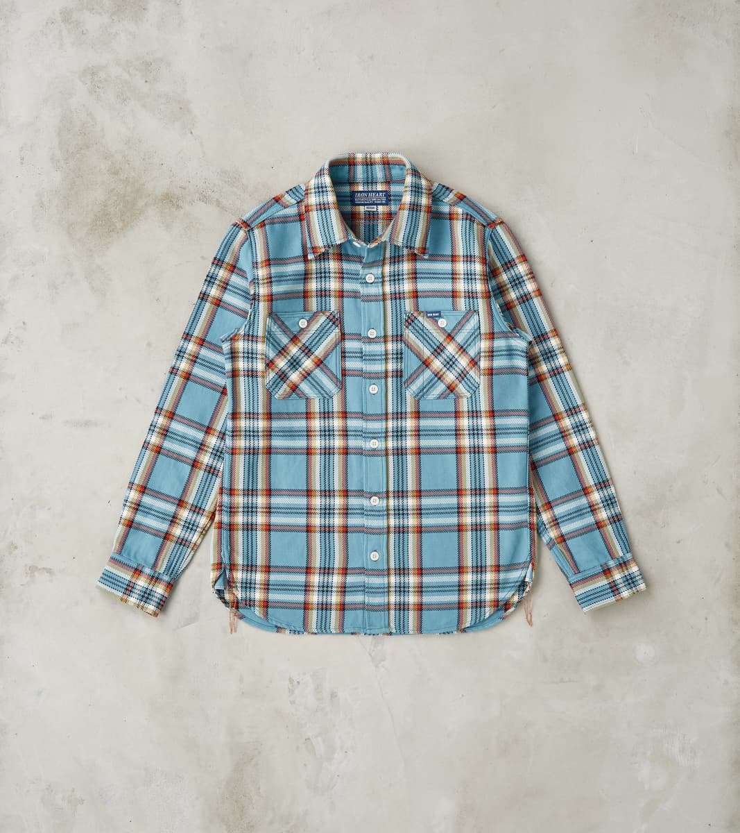 Iron Heart 442-SAX - Work Shirt - 9oz Selvedge Flannel Orange