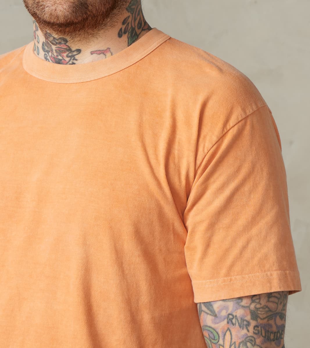 UTIL-HDYE-PCH - UTILITEES Crew Neck T-Shirt - 5.5oz Loopwheel Hand Dyed Peach