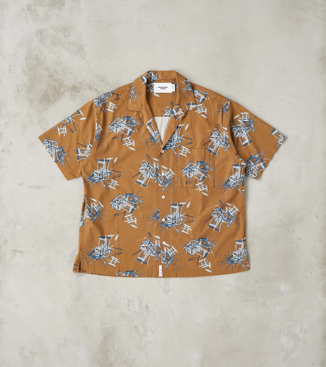 Momotaro Jeans - MMSS6004 - Cotton/Rayon Camp Shirt - Brown