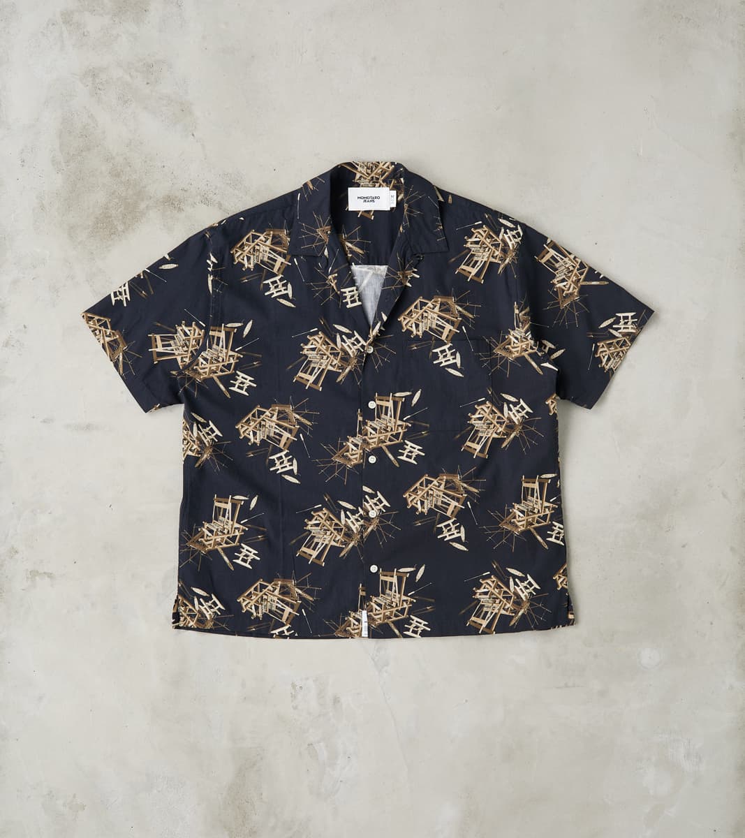 Momotaro Jeans - MMSS6004 - Cotton/Rayon Camp Shirt - Black
