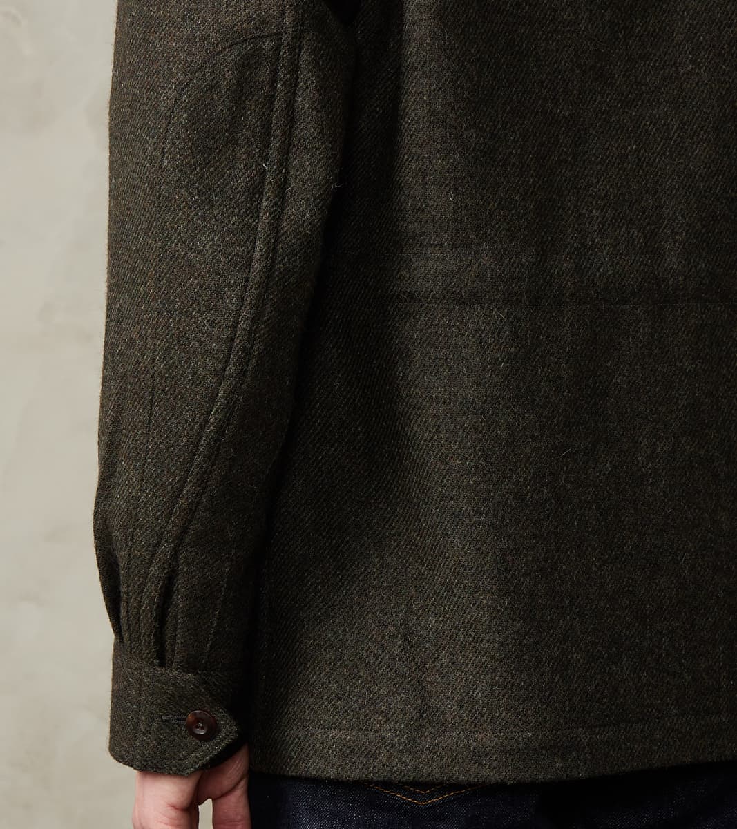 French Army F-2 Fatigue Jacket - Fox Brothers® Dark Olive Tweed Twill