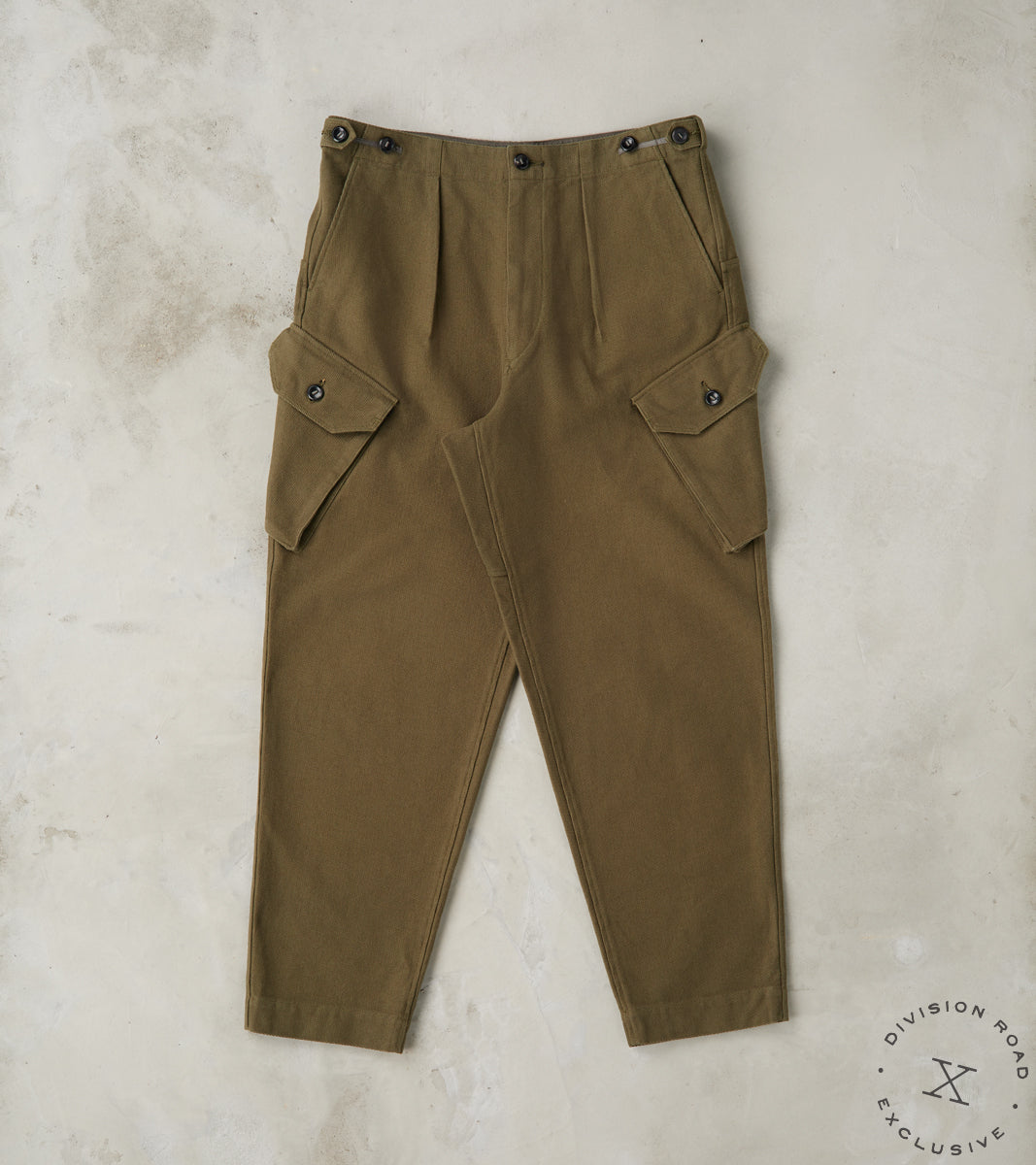 Swiss Army Cargo Trousers - B.Moss® Olive Reversed Bedford Cord