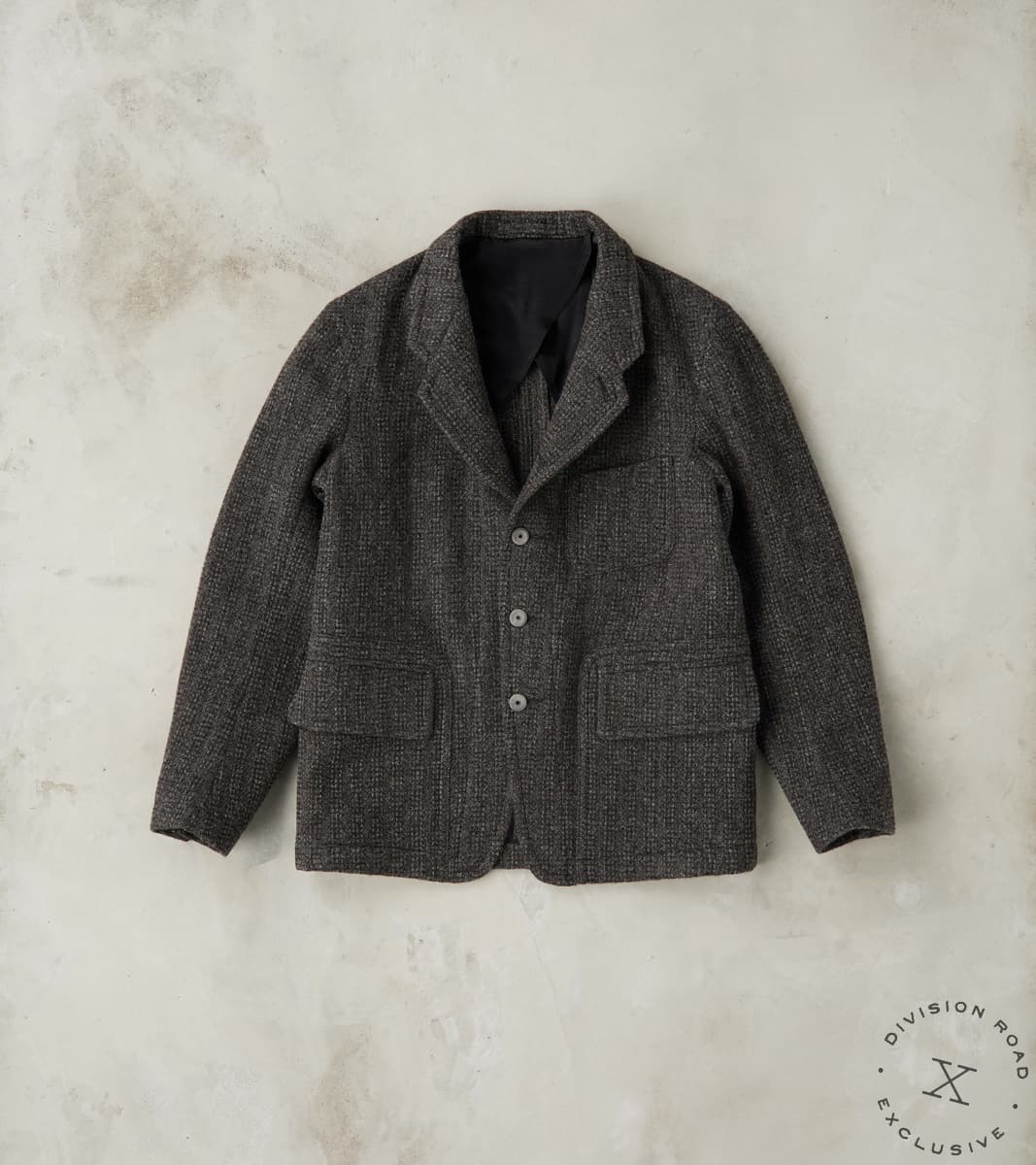 English Hunt Work Jacket Lovat® Graphite Honeycomb Stripe Shetland Tweed