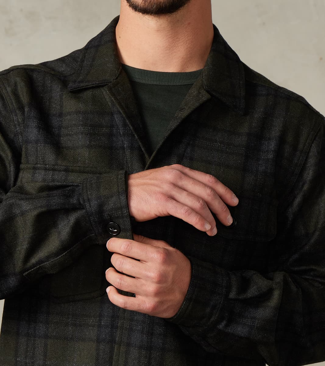 Italian Wool Plaid Camp Shirt - Hunter