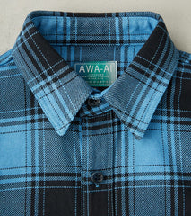 Awa-Ai Natural Indigo Hand Dyed Heavy Flannel Check Workshirt