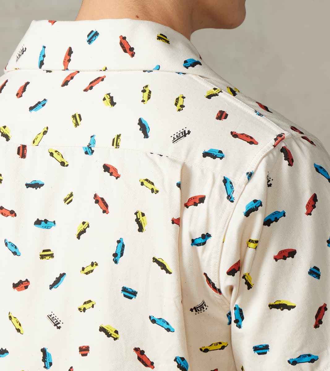 SMOS25 Domestic Car Print Open Collar Camp Shirt