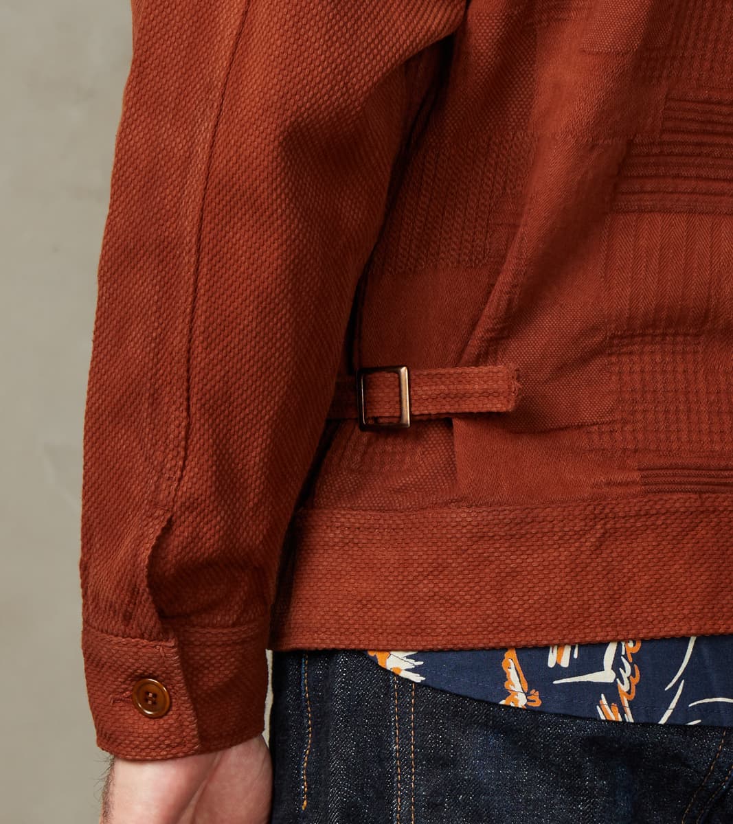 Amami Dorozome Boro Sashiko Jacquard Jacket - Brown