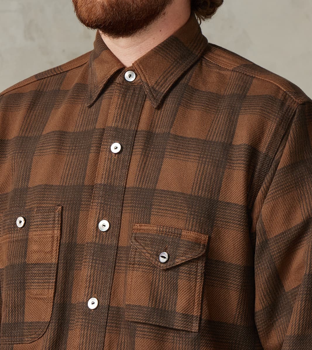 Lot. 111 Work Shirt - Printed Check Twill Flannel - Brown