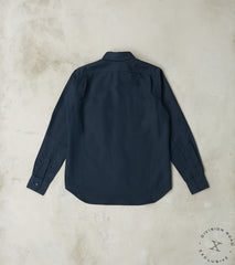 American Camp Shirt - Midnight Japanese Cotton Linen Slub Twill