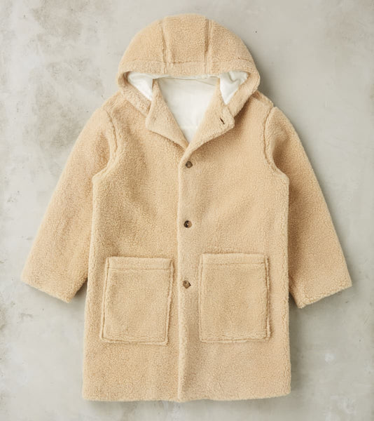 De Bonne Facture Wool Fleece Duffle Coat - Undyed Beige