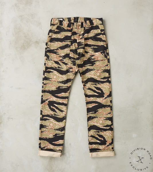 Shockoe Atelier x DR Fatigue Trouser - 9 oz. Tiger Stripe Camo Twill