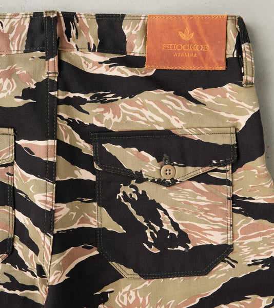 Shockoe Atelier x DR Fatigue Trouser - 9 oz. Tiger Stripe Camo Twill