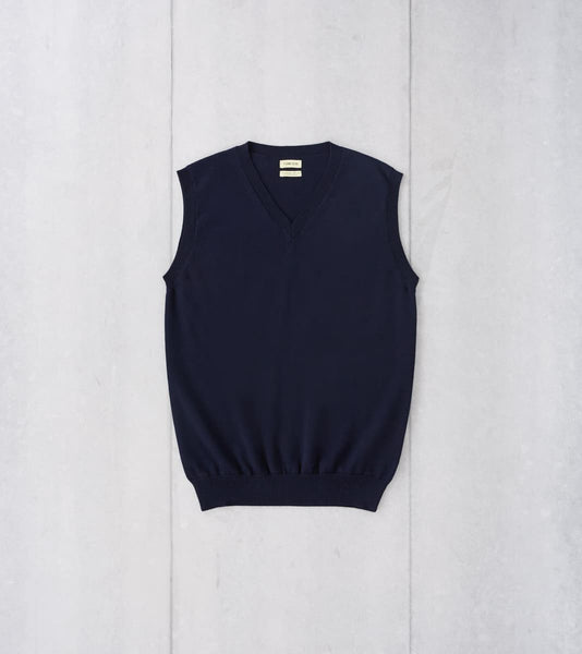 Organic Cotton Knit Vest - Navy