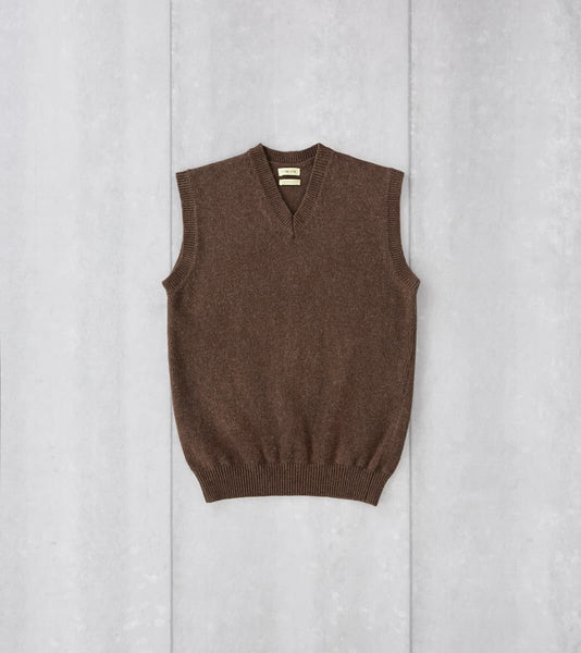 De Bonne Facture French Merino Wool Knit Vest - Undyed Brown