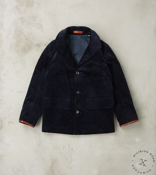 MotivMfg x DR French Hunting Jacket - B.Moss Dark Navy Corduroy