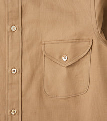 American Camp Shirt - Camel Japanese Cotton Linen Slub Poplin