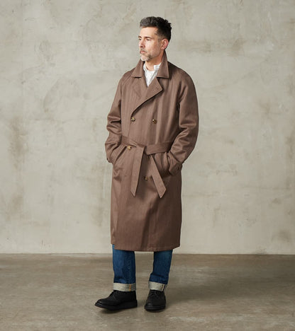 De Bonne Facture English Wool & Cotton Covert Cloth Grandad Trench Coa…