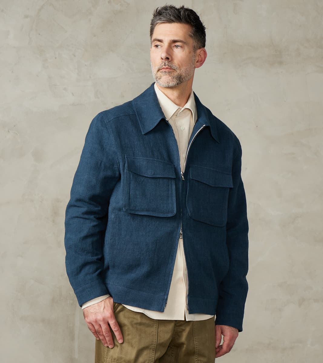 De Bonne Facture Belgium Linen & Wool Student Jacket - Prussian